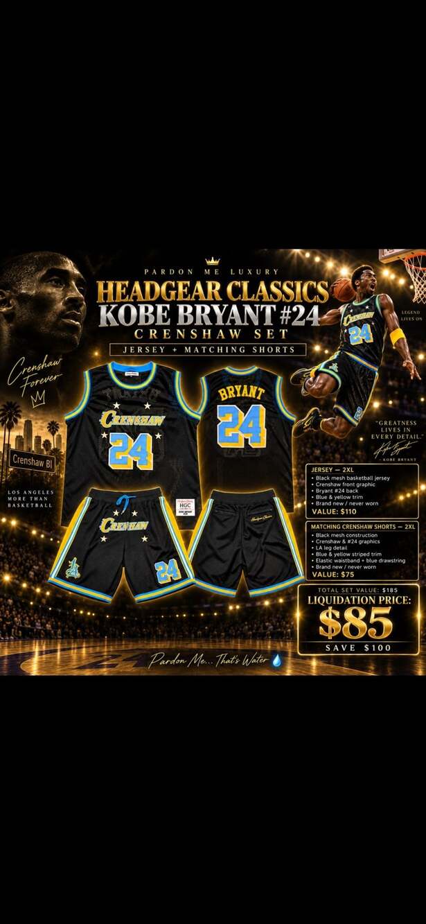 Headgear Classics Kobe Bryant Crenshaw #24 Jersey & Shorts Set
